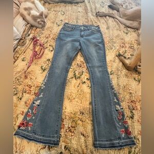 Embroidered flare/bell bottom jeans size Small